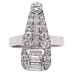 Art Deco Diamond Platinum Cocktail Ring