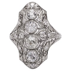 Antique Art Deco Diamond Platinum Dinner Ring