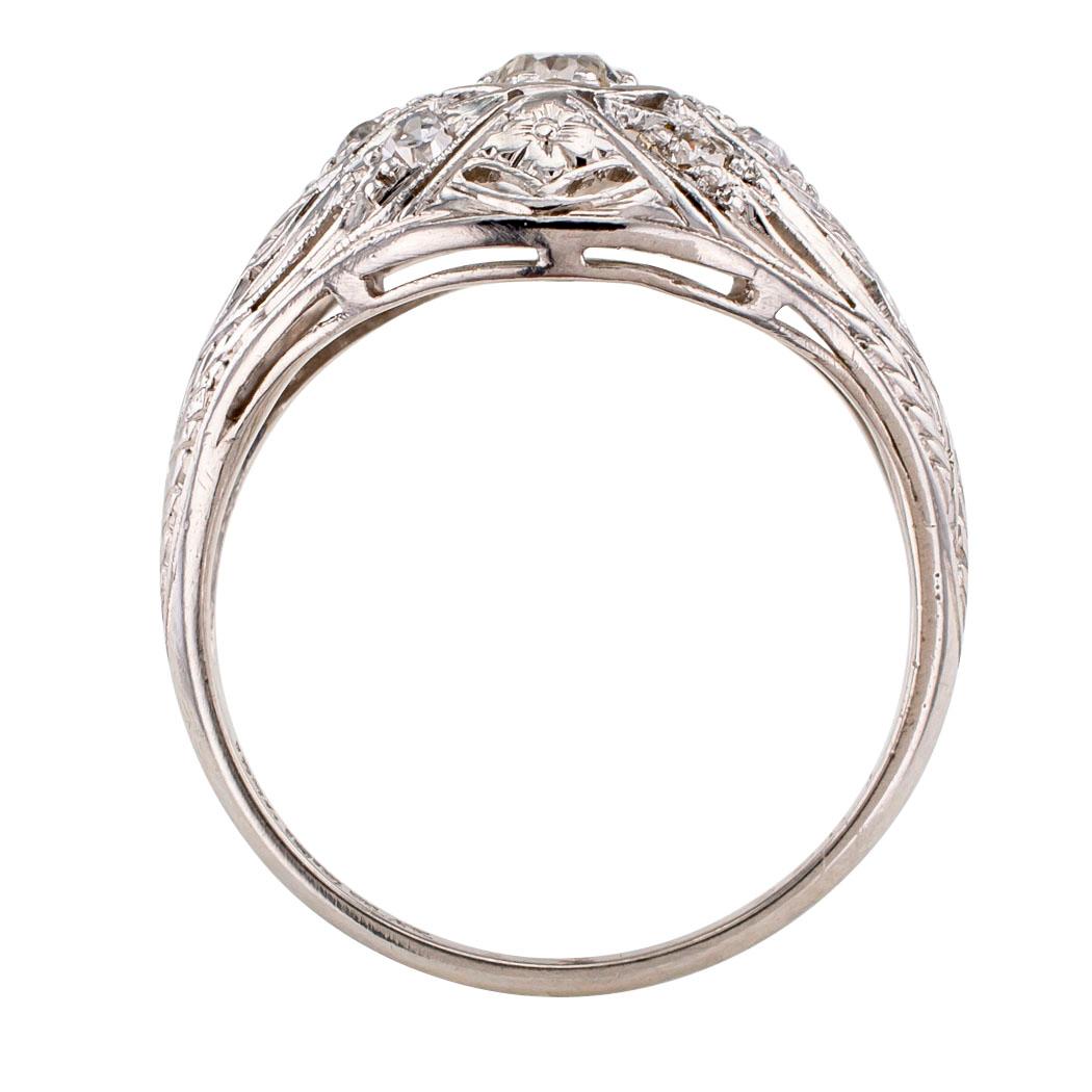 Women's Art Deco Diamond Platinum Dome Ring