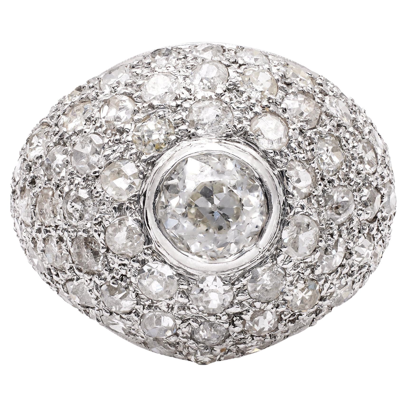 Art Deco Diamant Platin Dome Ring