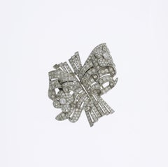 Art Deco Diamond Platinum Double Clip Brooch