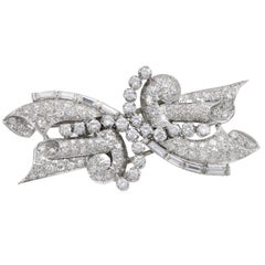 Art Deco diamond platinum double clip brooch