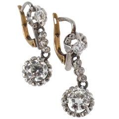 Art Deco Diamond Platinum Drop Earrings Antique Art Deco Diamond Platinum Drop Earrings