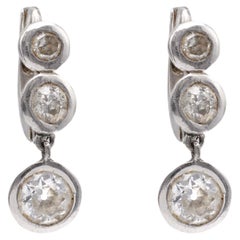 Vintage Art Deco Diamond Platinum Drop Earrings