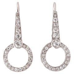 Antique Art Deco Diamond Platinum Earrings