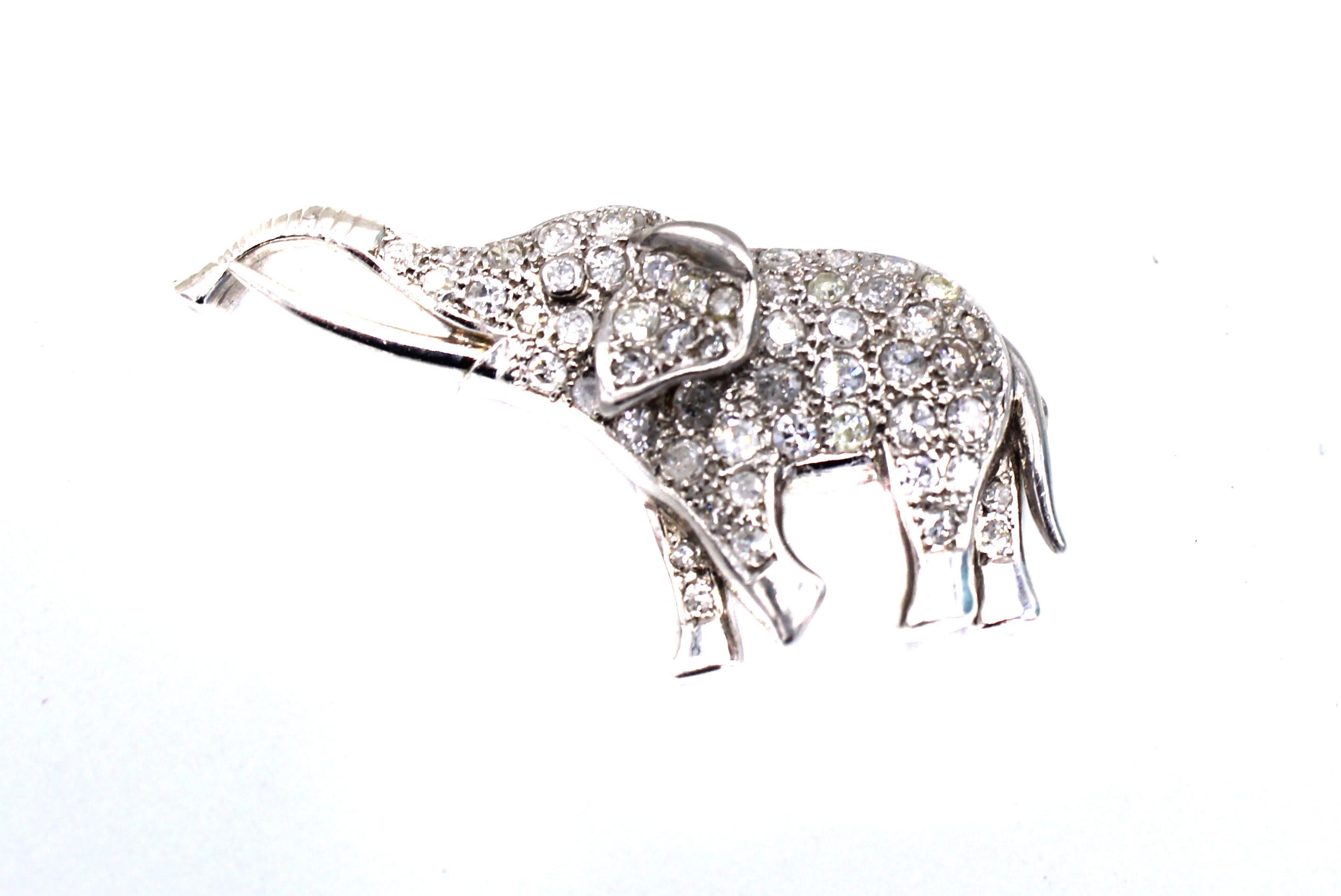 Art Deco Diamond Platinum Elephant Brooch at 1stDibs