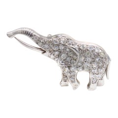 Art Deco Diamond Platinum Elephant Brooch