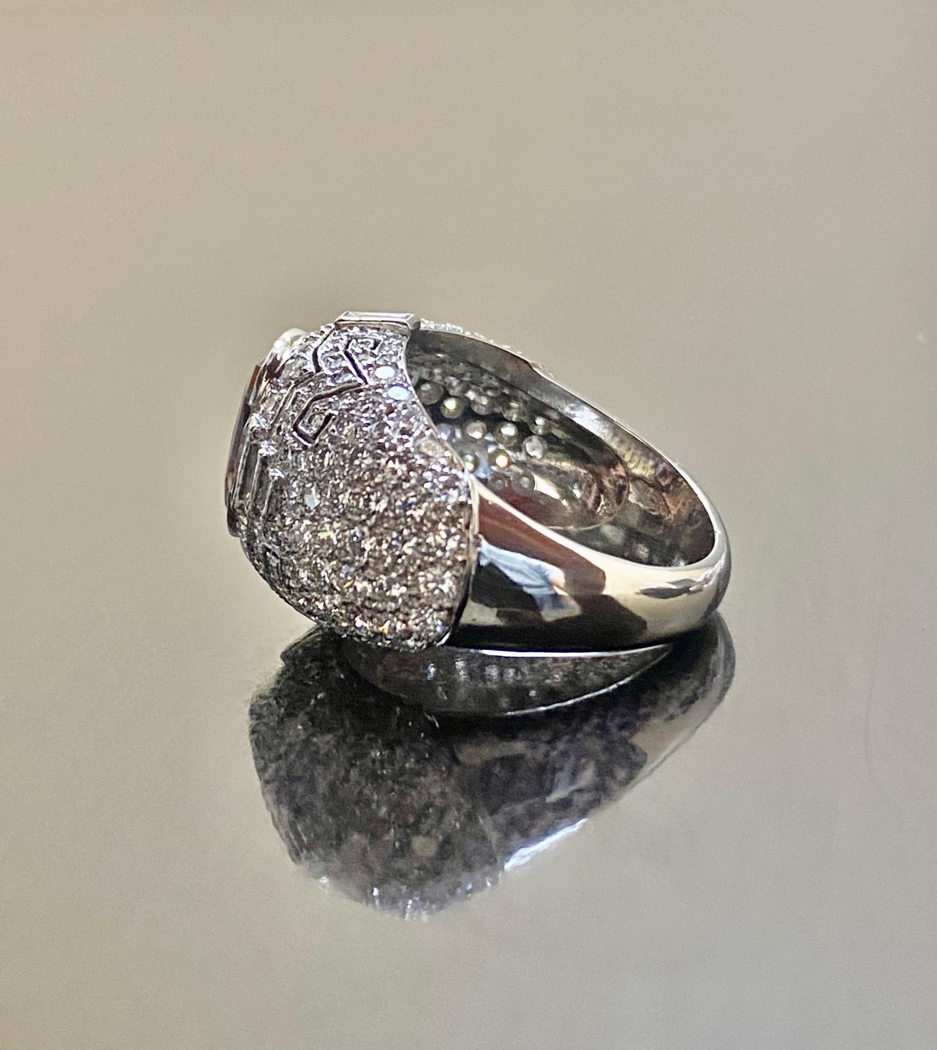 Art Deco Diamond Platinum Elongated Cushion Cut Color Change Garnet Ring For Sale 4