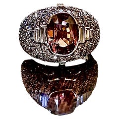 Art Deco Diamond Platinum Elongated Cushion Cut Color Change Garnet Ring