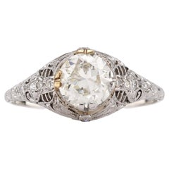 Vintage Art Deco Diamond Platinum Engagement Filigree Ring