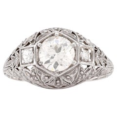 Filigraner Art Deco Diamant-Platin-Verlobungsring
