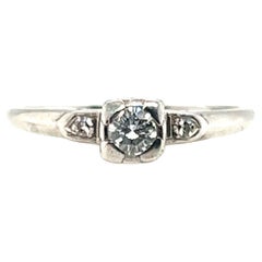 Art Deco Diamond Ring .22ct Transitional Cut Original 1930's Antique Platinum