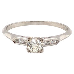 Art Deco Diamond Platinum Engagement Ring .56ct Old Mine Cut 1920's