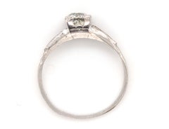 Bague de fiançailles Art déco en platine sertie d'un diamant de 0,67 ct, taille « Old Mine », pièce originale des années 1920
