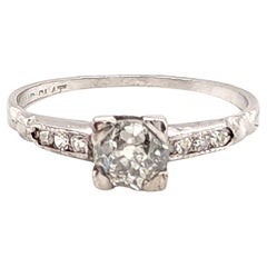 Bague de fiançailles Art déco en platine sertie d'un diamant de 0,67 ct, taille « Old Mine », pièce originale des années 1920