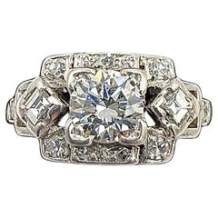 Anillo de compromiso Art Déco de diamantes y platino Circa 1935