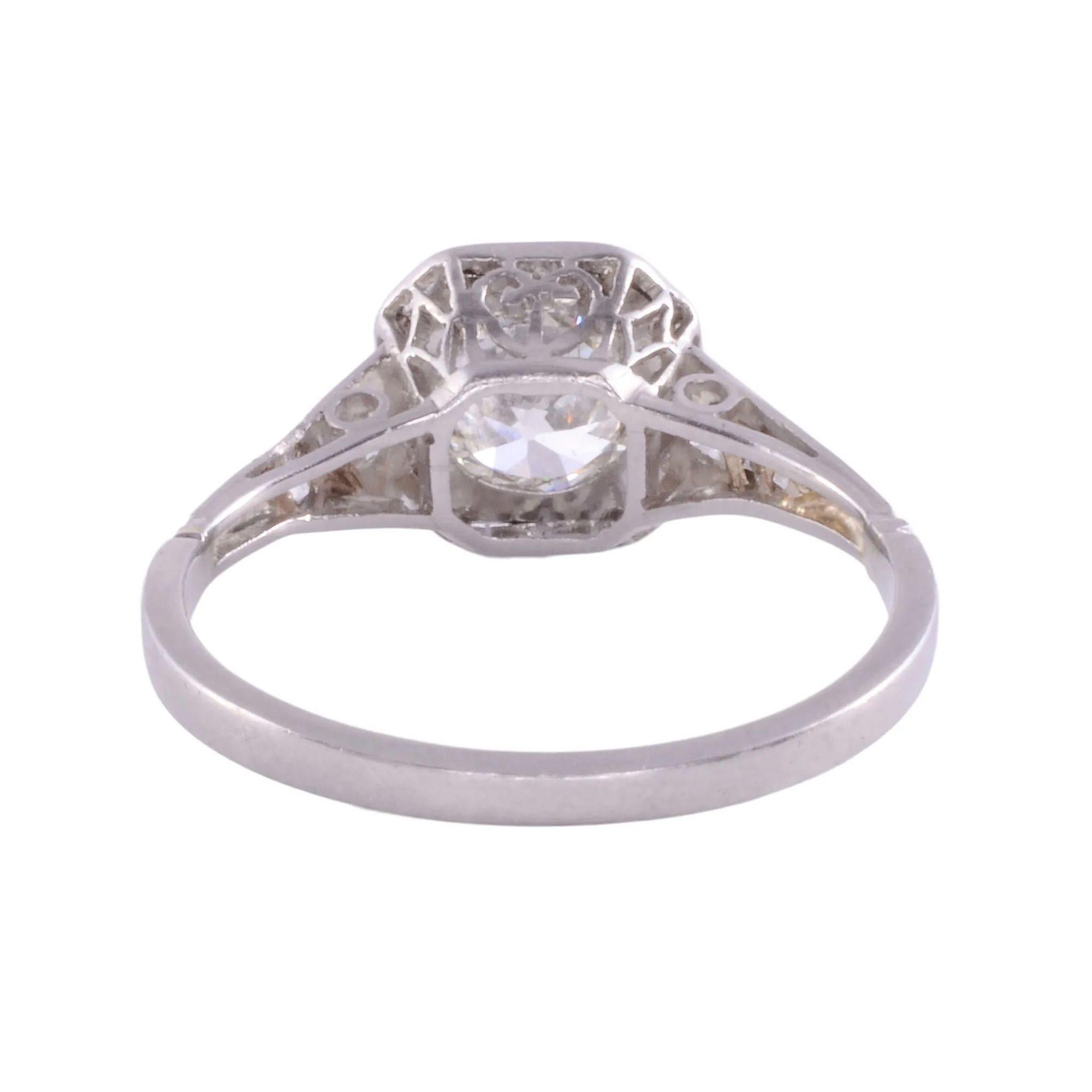Art Deco Diamant Platin Verlobungsring (Art déco) im Angebot
