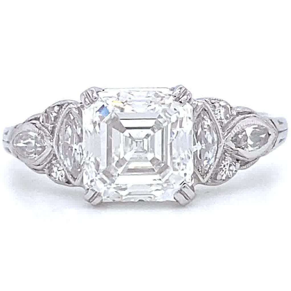 Emerald Cut Art Deco Diamond Platinum Engagement Ring