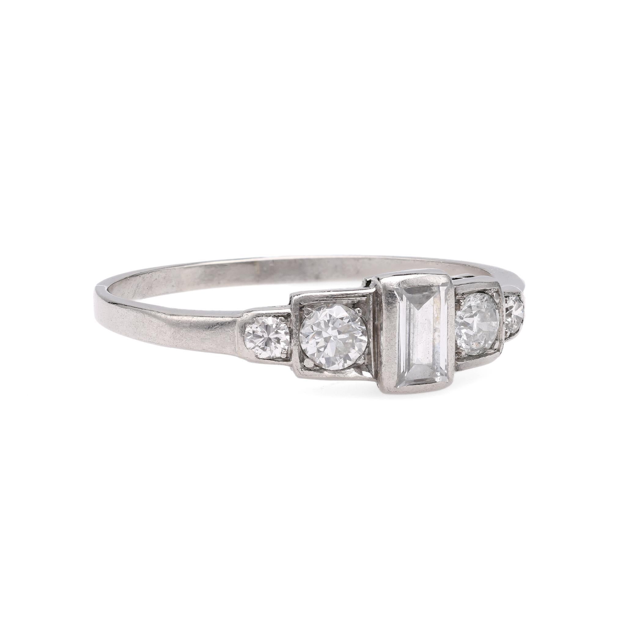 Art Deco Diamant Platin Verlobungsring (Art déco) im Angebot