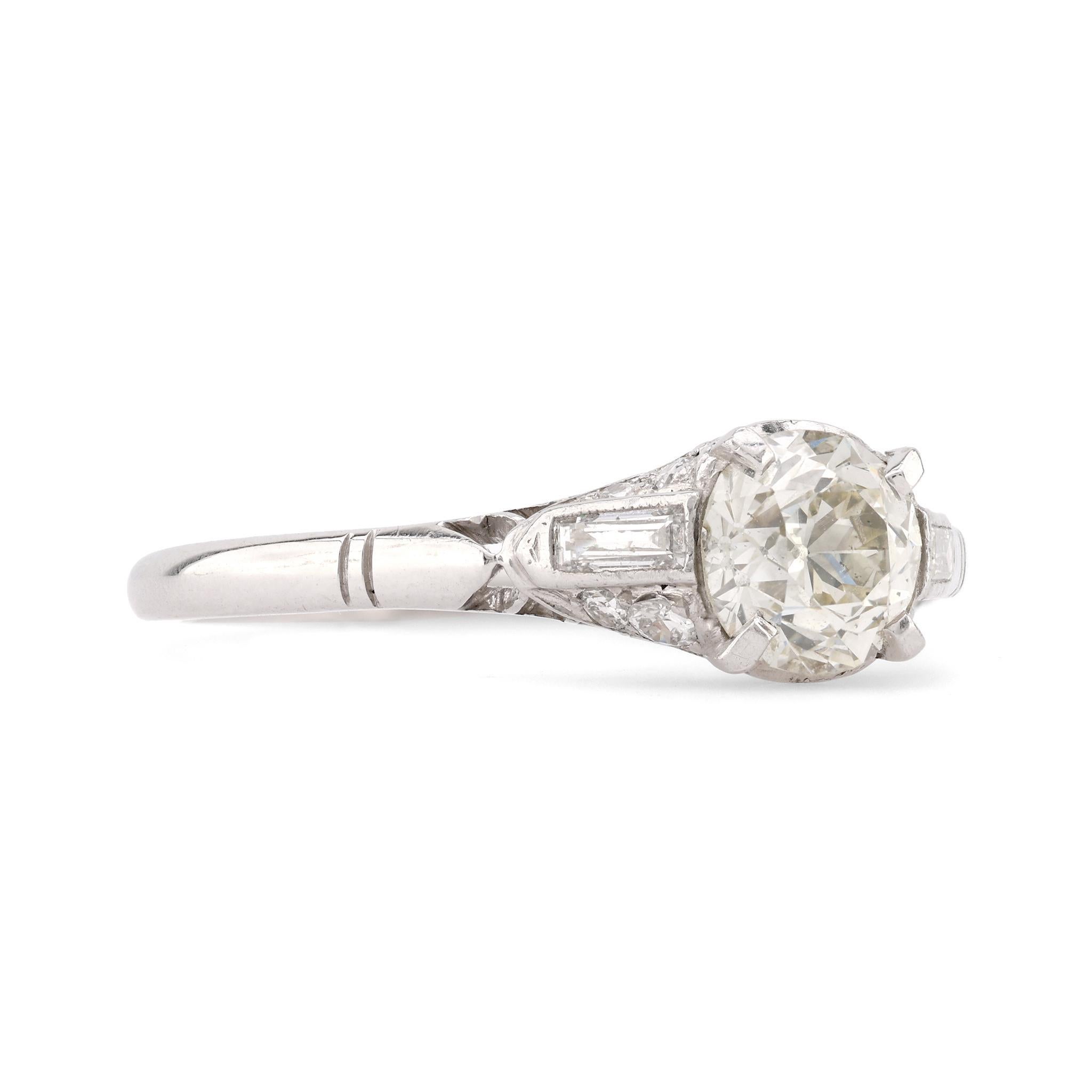 Art Deco Diamant Platin Verlobungsring (Art déco)