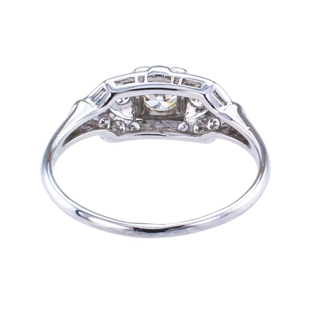 Art Deco Diamond Platinum Engagement Ring 2