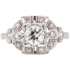 Art Deco Diamond Platinum Engagement Ring