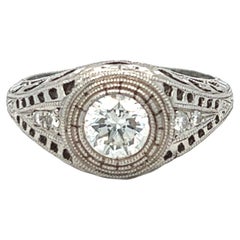 Vintage Art Deco Inspired Diamond Platinum Engagement Ring