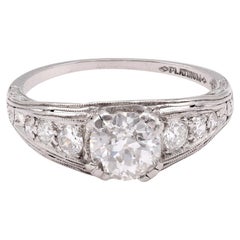 Anello di fidanzamento Art Deco con diamante in platino