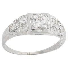 Anello di fidanzamento in platino con diamante Art Deco