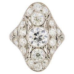 Art Deco Platinum Diamond Engagement Ring at 1stDibs