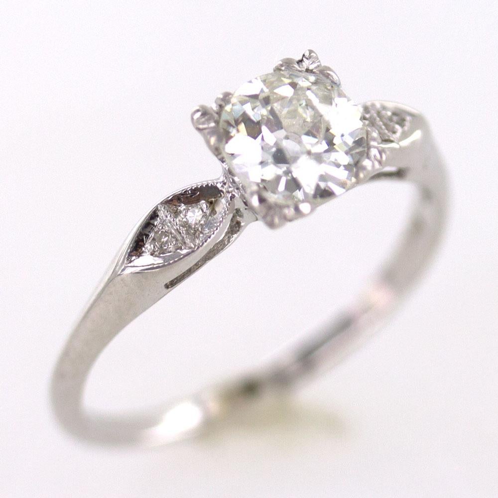 Old Mine Cut Art Deco Diamond Platinum Engagement Ring GIA Certified Diamond For Sale