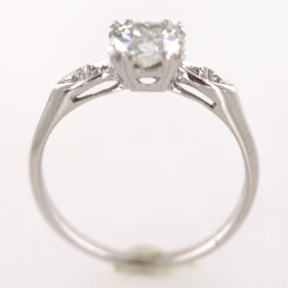 Art Deco Diamond Platinum Engagement Ring GIA Certified Diamond In Excellent Condition For Sale In Boca Raton, FL