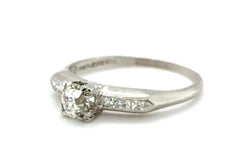 Art Deco Diamond Platinum Engagement Ring Mined .53ct Old Mine Cut