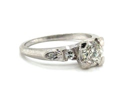 Art Deco Diamond Platinum Engagement Ring Mined .80 Carat Original 1940s .80ct