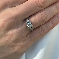 Art Deco Diamond Platinum Engagment Estate Ring