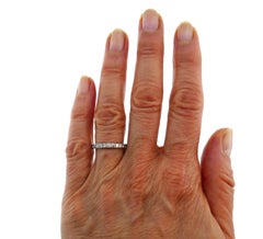 Art Deco Diamond Platinum Eternity Band Ring Old European Cut Wedding Size 7.5