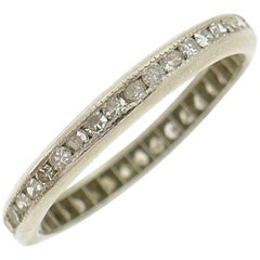 Antique Art Deco Diamond Platinum Eternity Band Ring Single Cut Wedding Size 5.75