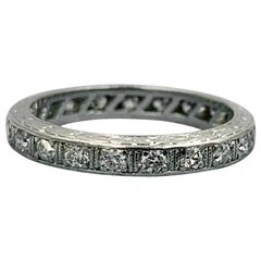 Art Deco Diamond Platinum Eternity Band Ring Wedding Engagement