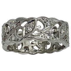 Antique Art Deco Diamond Platinum Eternity Band Ring Wedding Engagement