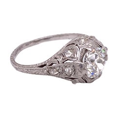 Art Deco Diamond Platinum Filigree Engagement Ring