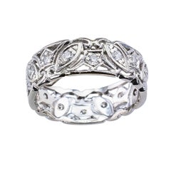 Art Deco Diamond Platinum Filigree Ring Band