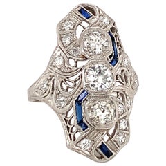 Art Deco Diamond Platinum Filigree Ring, circa 1920s