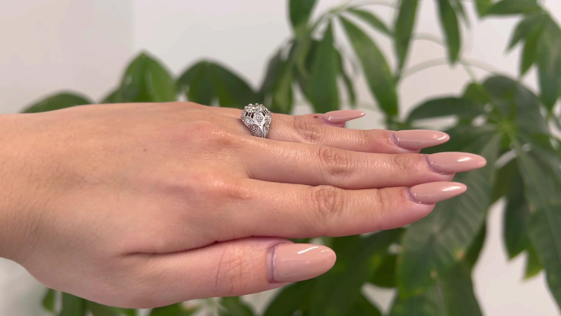 Art Deco Diamond Platinum Filigree Ring In Good Condition In Beverly Hills, CA