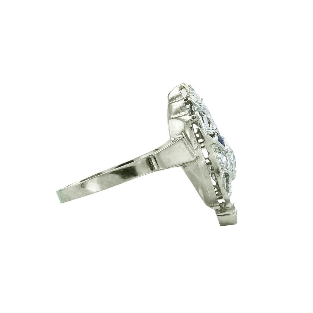 Women's or Men's Art Deco Diamond Platinum Filigree Ring