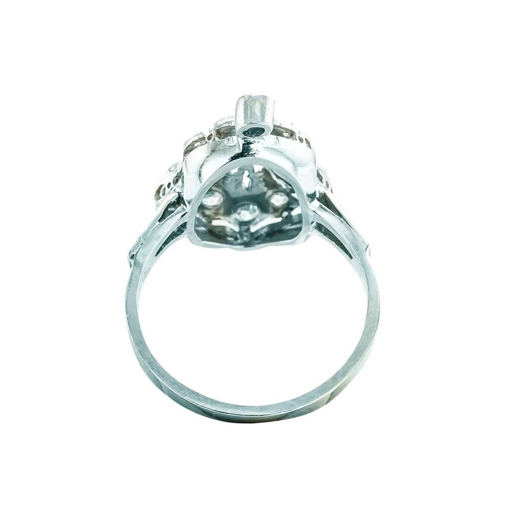 Art Deco Diamond Platinum Filigree Ring 1
