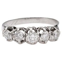 Vintage Art Deco Diamond Platinum Five Stone Ring