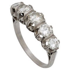 Anello a cinque pietre in platino con diamante Art Déco