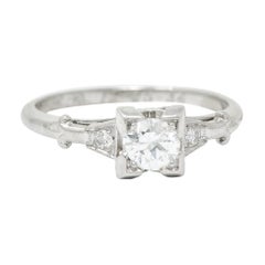 Art Deco Diamond Platinum Fleur-de-Lis Engagement Ring