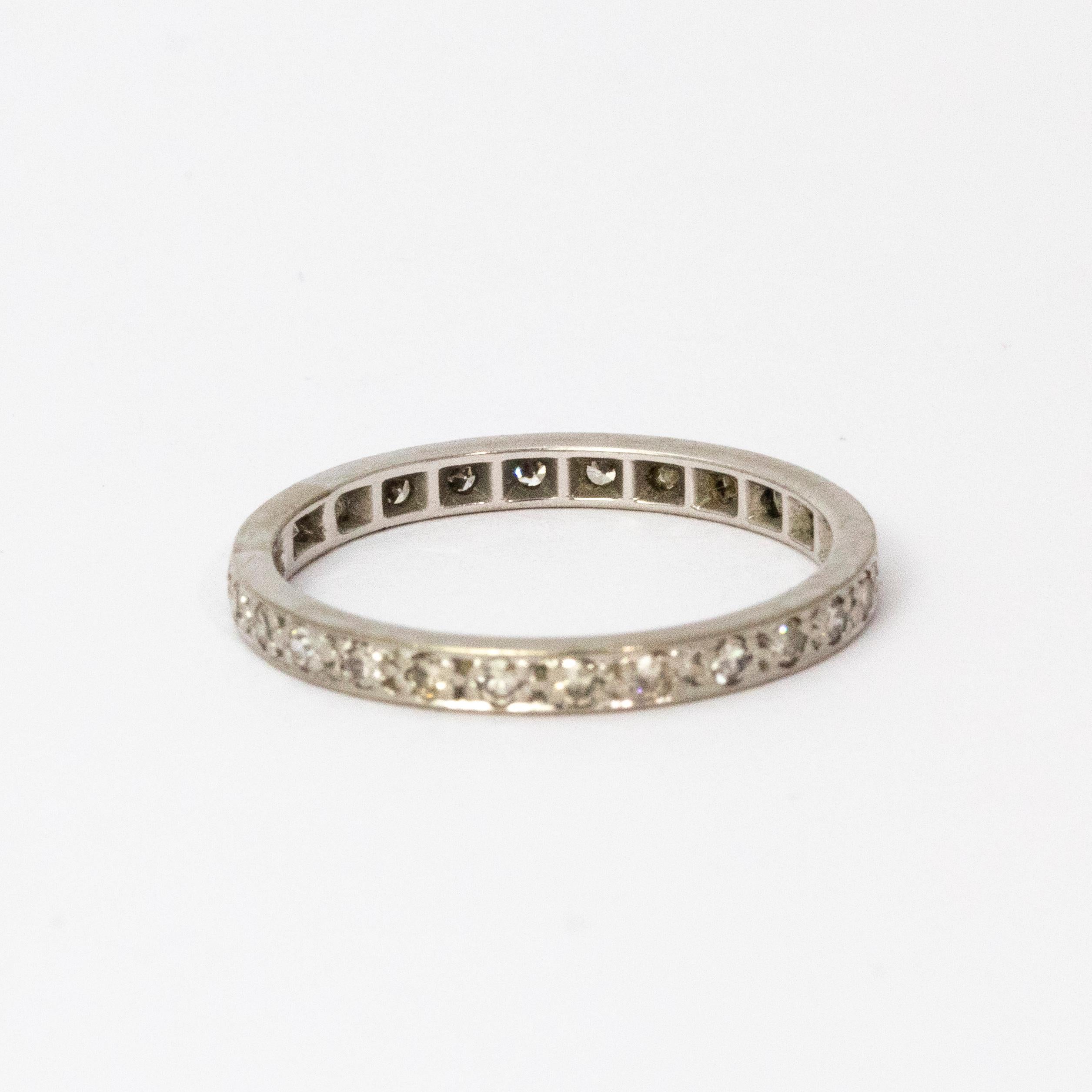 Art Deco Diamond Platinum Full Eternity Band In Excellent Condition In Chipping Campden, GB