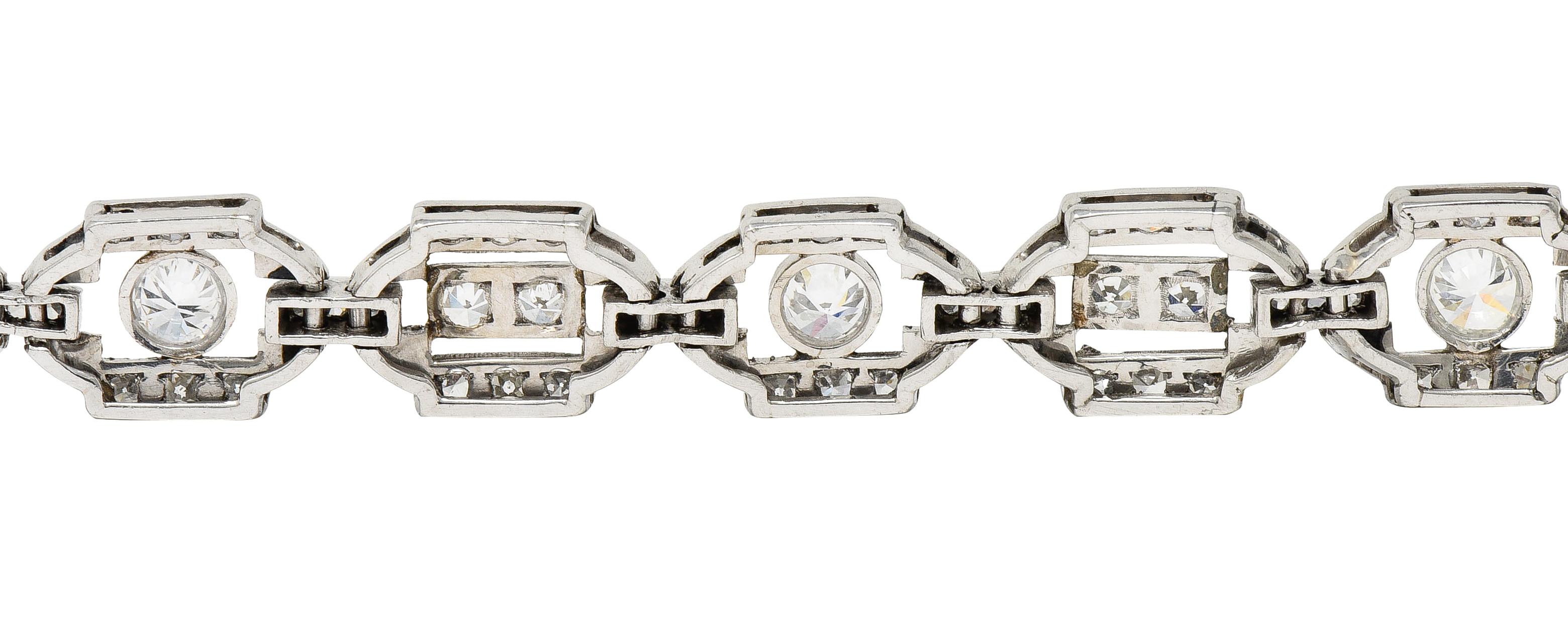 Art Deco Diamond Platinum Geometric Line Bracelet 5